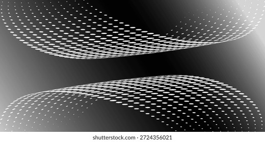 Fondo creativo brillante. Interior futurista de semitono con luz blanca. Fondo negro con semitono blanco abstracto.