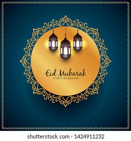 Creative glowing mosque Ramadan Eid Mubarak vector
