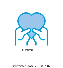 Creative glyph vector illustration of Compassion concept in people and community theme.
