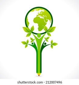 creative go green or save earth support by people or children concept vector
