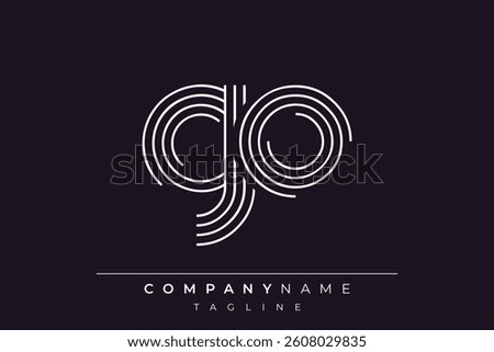 Creative GO lines letter logo design. A simplistic and elegant abstract logo design with linear patterns and initials, suitable for contemporary branding.
