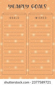 Creative goal planner template. Abstract background blank printable sheet.