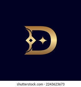 CREATIVE GOLD BEAUTY LOGO CROWN LETTER D