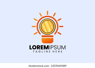 Creative gold coin bulb lamp logo template designs concept vector inspiration education logo symbol