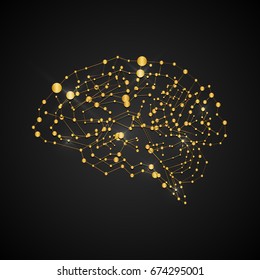 Creative Gold concept of the human brain, vector illustration - stock vector