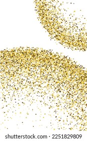 Creative gold confetti dot scatter texture. Triangle square circle star granules vector. Party materials. Blink crumb particles powder confetti. Birthday decoration stardust spatter