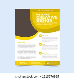 Creative gold flyer design template. Vector illustration.