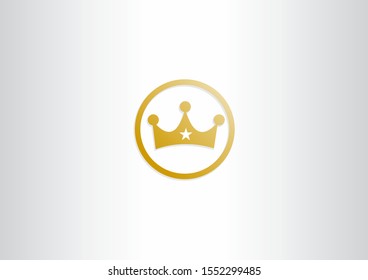 Creative gold king symbol logo design with circle concept