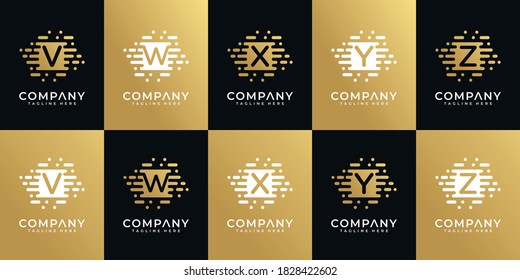 Creative gold letter initial logo collection for business