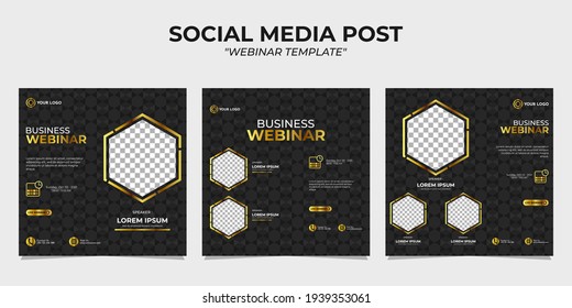 Creative gold luxury design collection of social media story post templates. It is suitable for business webinar, marketing webinar, online class program, etc.