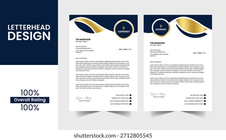 Creative Gold Navy Blue Professional Briefkopfvorlage für Unternehmen