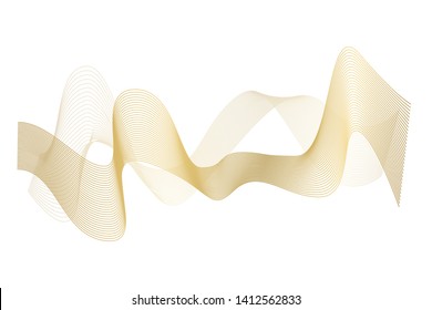 Creative Gold Wave Lines Design elements. Wave of many glittering lines isolated on white background. Suitable for website.
