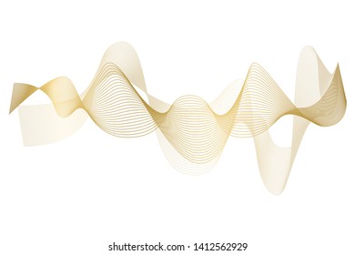 Creative Gold Wave Lines Design elements. Wave of many glittering lines isolated on white background. Suitable for website.
