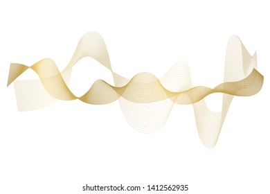 Creative Gold Wave Lines Design elements. Wave of many glittering lines isolated on white background. Suitable for website.