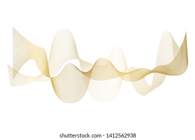 Creative Gold Wave Lines Design elements. Wave of many glittering lines isolated on white background. Suitable for website.