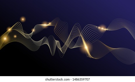 Creative Gold Wave Lines Design elements