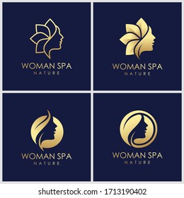 creative golden Beauty skin care logo design vector. spa therapy logo concept.