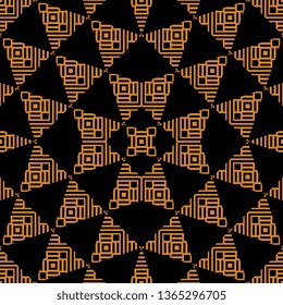 creative golden black Art Deco Seamless style pattern with tribal aztec motives. Abstract wallpaper with grunge effect