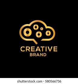 Creative golden brainstorming vector logo design template