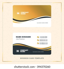 Creative Golden Business Visiting Card Vector Design Template. Vector Illustration. Stationery Design. Gold and Black Colors