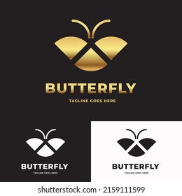 Creative Golden Butterfly Logo Template 