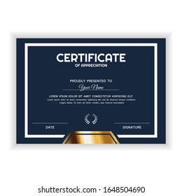 Creative Golden Certificate of Appreciation Award Template
