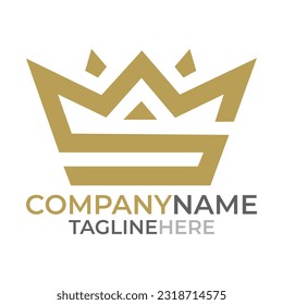 Creative Golden Crown logo design vector file free download