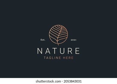 Creative Golden Dried Leaf Natural Logo for Beauty Fashion Craft Product. Creative and Unique Symbol Brand Identity.