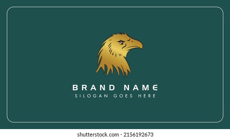 Creative Golden Eagle bird head face monogram logo design.