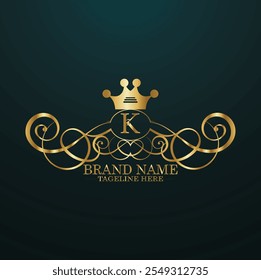 logotipo elegante dourado criativo Tepmlate , criativo novo inicial último k logotipo design, com monograma k último logotipo design e cor dourada 