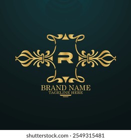 logotipo elegante dourado criativo Modelo , criativo novo inicial novo design de logotipo r, com monograma r último design de logotipo e cor dourada 