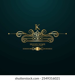 logotipo elegante dourado criativo Tepmlate , criativo novo inicial último k logotipo design, com monograma k último logotipo design e cor dourada 