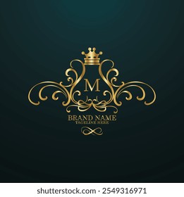 logotipo elegante dourado criativo Modelo , criativo novo inicial último m logotipo design, com monograma m último logotipo design e cor dourada 