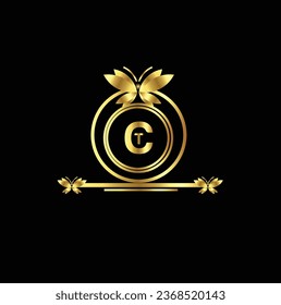 diseño creativo de logotipo dorado 