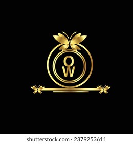 creative golden latter logo design WO logo, WO icon, WO letter, WO vector, technology, business, art, symbol,