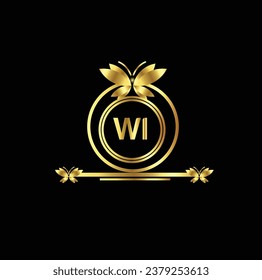 creative golden latter logo design 
WI logo, WI icon, WI letter, WI vector, technology, business, art, symbol, 