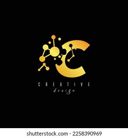 Creative goldene Buchstaben C c Logo mit führenden Linien und Straßenkonzeption. Buchstaben mit geometrischem Design. Vektorgrafik mit Buchstaben und kreativem Schnitt