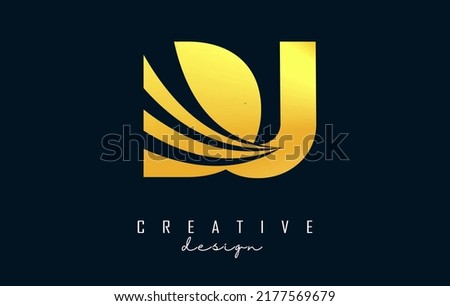 Creative golden letter Dj d j logo with leading lines and road concept design. Letters with geometric design. Vector Illustration with letter and creative cuts. Stock fotó © 