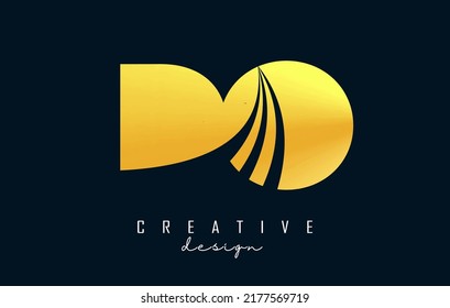 Kreative goldene Buchstaben Do d o Logo mit führenden Linien und Straßenkonzept Design. Buchstaben mit geometrischem Design. Vektorgrafik mit Buchstaben und kreativen Schnitten.