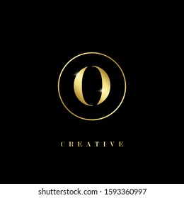 Creative golden letter O logo with circle element. design vector illustration company symbol icon template