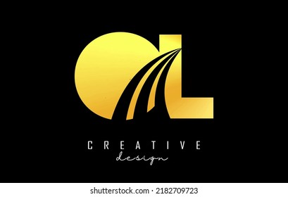 Creative golden letter OL o l logo with leading lines and road concept design. Letters with geometric design. Vector Illustration with letter and creative cuts.