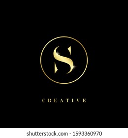 Creative golden letter S logo with circle element. design vector illustration company symbol icon template