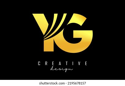 Creative golden letter YG y g logo with leading lines and road concept design. Letters with geometric design. Vector Illustration with letter and creative cuts.