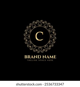 Diseño de logotipo dorado creativo con color dorado