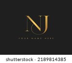 creative golden luxury NJ,JS initial elegant letter monogram logo vector template 