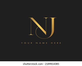 creative golden luxury NJ,JS initial elegant letter monogram logo vector template 