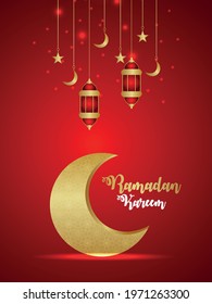 Creative golden pattern moon of ramadan kareem celebration poster