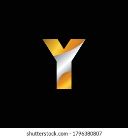 Creative Golden and Silver Elegant Design of Y Alphabet. Unique Combination of Silver and Golden Gradient .Luxury and Modern Design of Y Alphabet .Golden And Silver Colored Version of Bauhaus 93 Font 