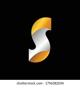 Creative Golden and Silver Elegant Design of S Alphabet. Unique Combination of Silver and Golden Gradient .Luxury and Modern Design of S Alphabet .Golden And Silver Colored Version of Bauhaus 93 Font 