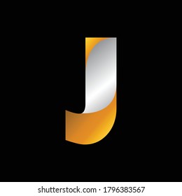 Creative Golden and Silver Elegant Design of J Alphabet. Unique Combination of Silver and Golden Gradient .Luxury and Modern Design of J Alphabet .Golden And Silver Colored Version of Bauhaus 93 Font 